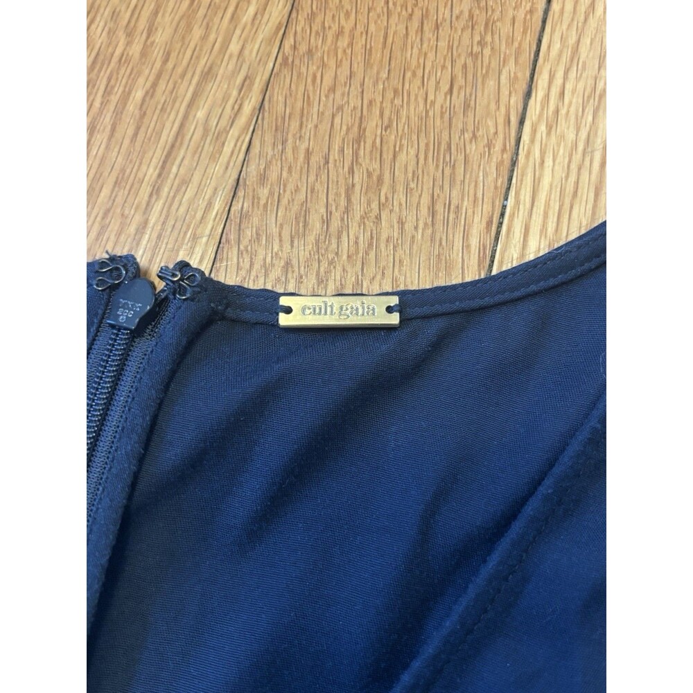 Cult Gaia Vienna Dress Asymmetric Hem Navy Blue Size 0 Puff Sleeve V Neck Maxi - Picture 4 of 9